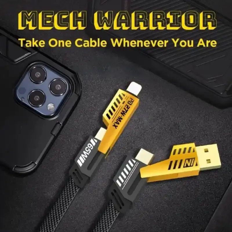 4-in-1 65W Fast Charging Cable – High-Quality Cable for iPhone, Android & Type-C Pak Technivo