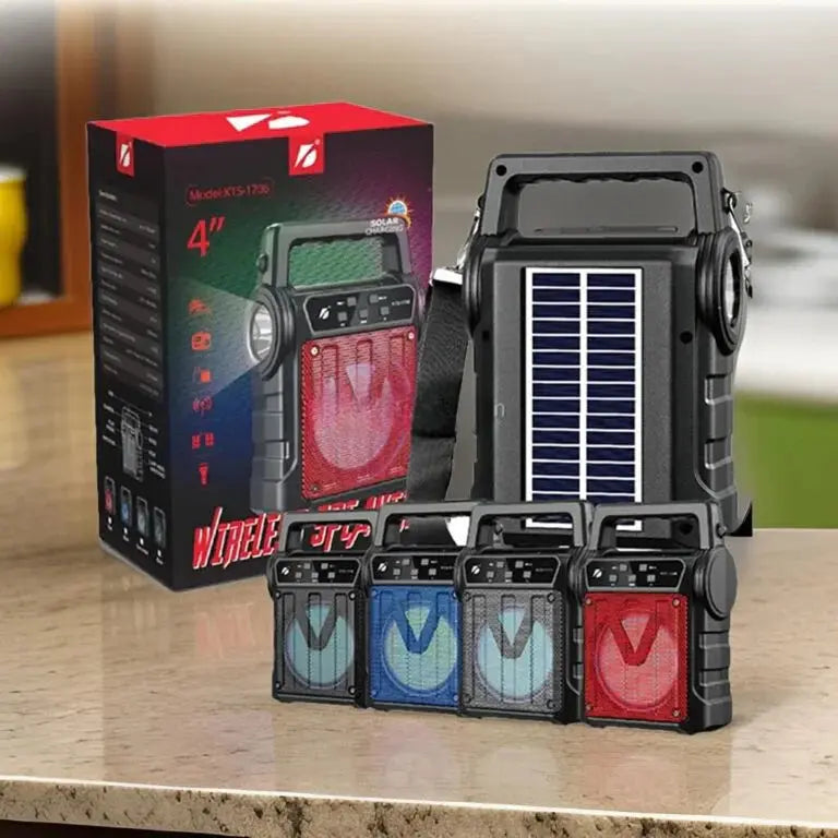 Bluetooth Solar Speaker with LED Torch – USB/TF Card/FM Player for Outdoors Pak Technivo