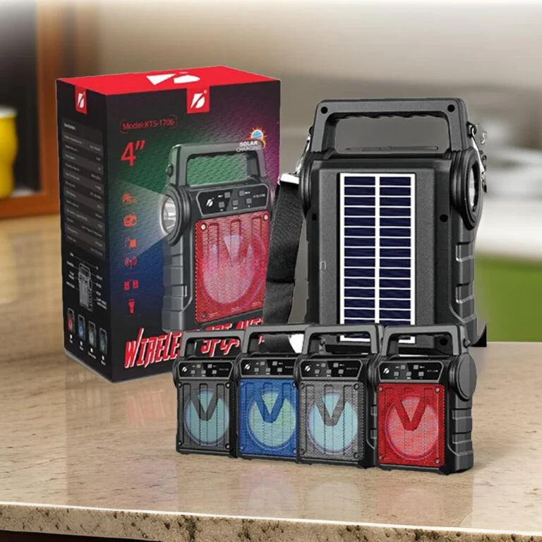 Bluetooth Solar Speaker with LED Torch – USB/TF Card/FM Player for Outdoors