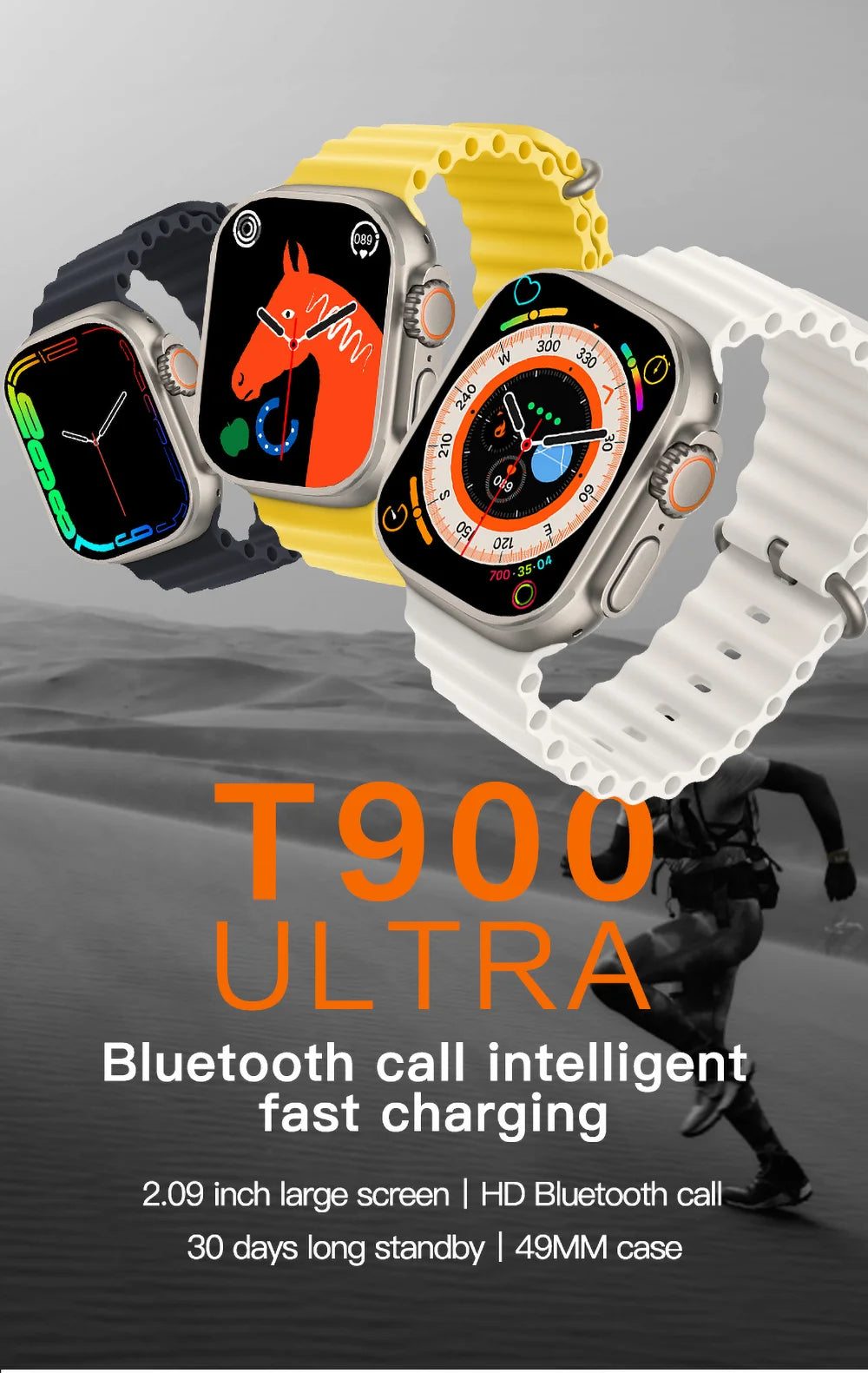 100% Original T900 Ultra2 Big 2.19" IPS Display Smart Watch