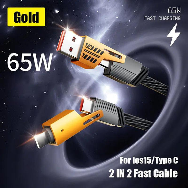 4-in-1 65W Fast Charging Cable – High-Quality Cable for iPhone, Android & Type-C